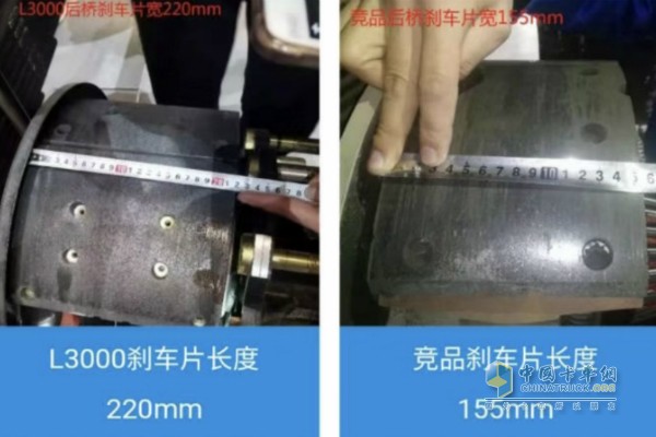 德龙L3000刹车片长度与竞品对比