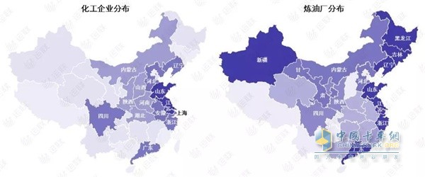 我国化工企业分布和炼油厂分布