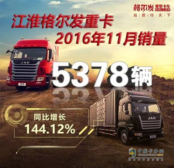 江淮格尔发重型卡车销量达5378辆，