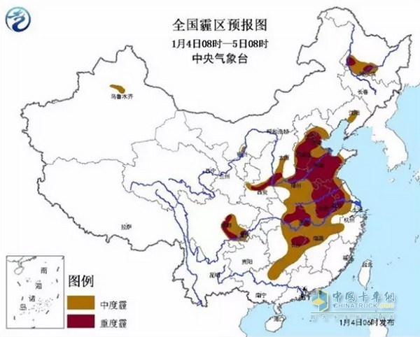 雾霾区域预报图