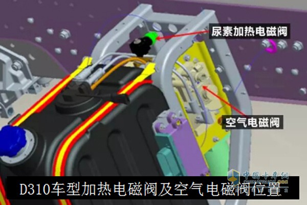 D310卡车加热电磁阀与空气电磁阀位置