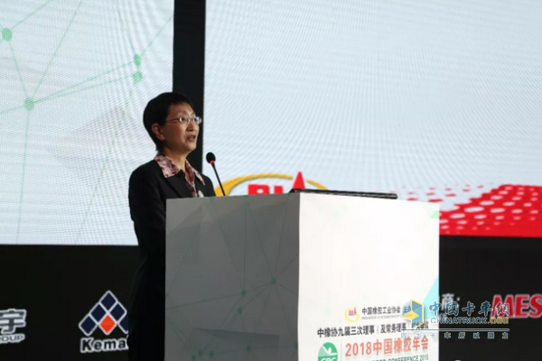 中国橡胶工业协会会长邓雅俐做报告