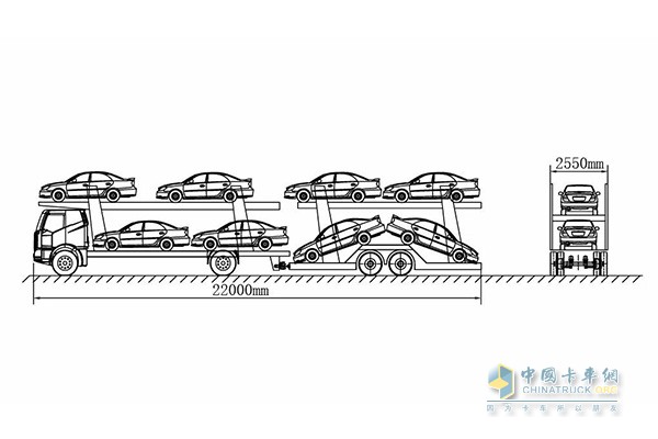 中置轴车辆运输车示意图