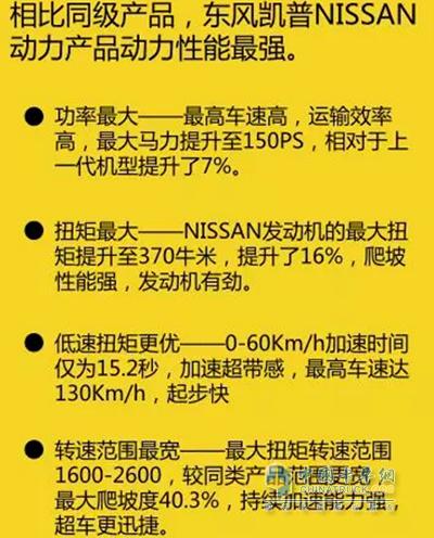 东风凯普特NISSAN发动机动力相比其它同级产品动力最强