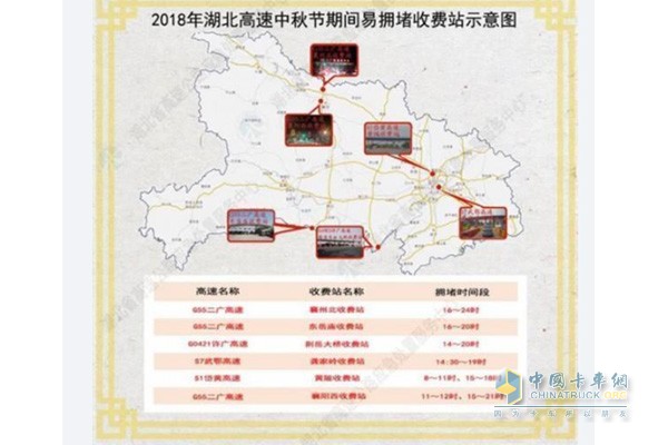 2018年湖北高速最易拥堵收费站示意图