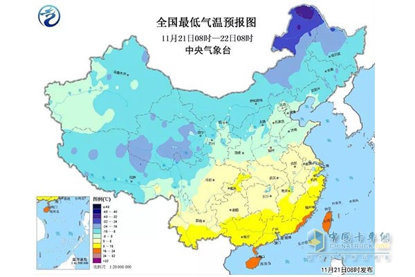 全国最低气温预报图