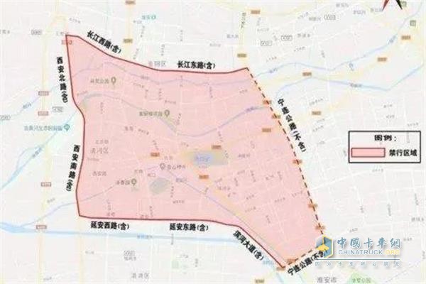 江苏淮安国三禁行区域示意图