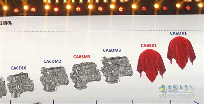 在未来的国六产品布局中，解放动力将推出CA6SX1天然气发动机和CA6DX1柴油发动机两款16L国六动力