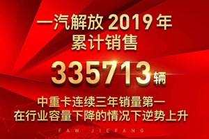 解放中重卡连续三年销量第一 全年累计销售335713辆！