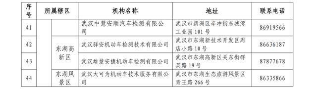 武汉44家可年检机构