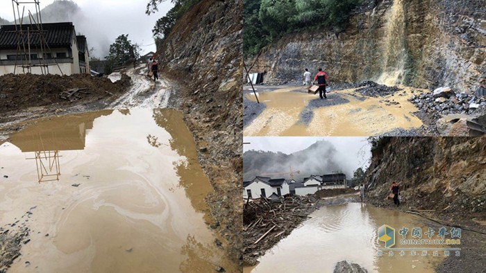 山路山都是积水只能步行