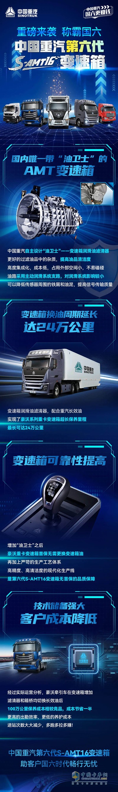 中国重汽第六代S-AMT16变速箱助客户国六时代畅行无忧