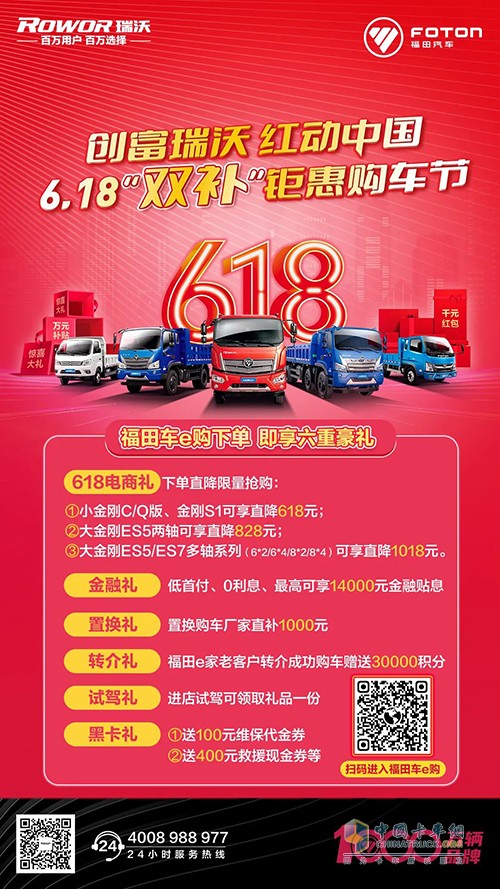 福田瑞沃工程车 618 双补钜惠购车节