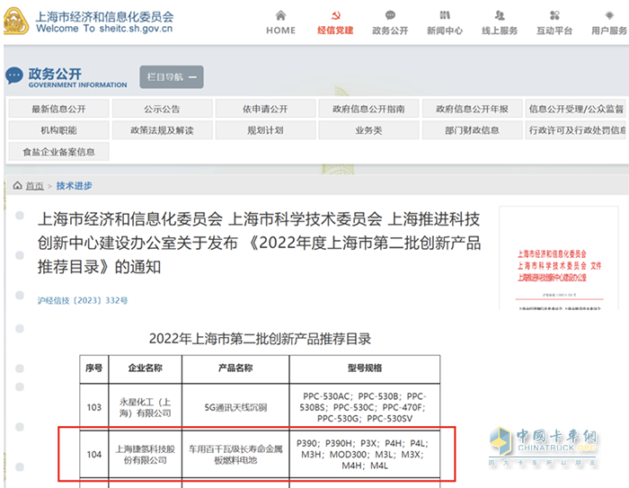 “捷氢启源”系列产品入选上海市创新产品推荐目录