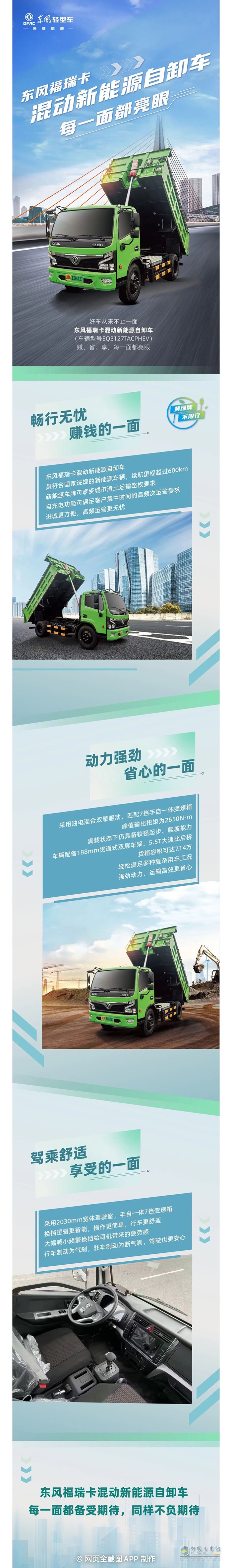 东风福瑞卡混动新能源自卸车，每一面都亮眼