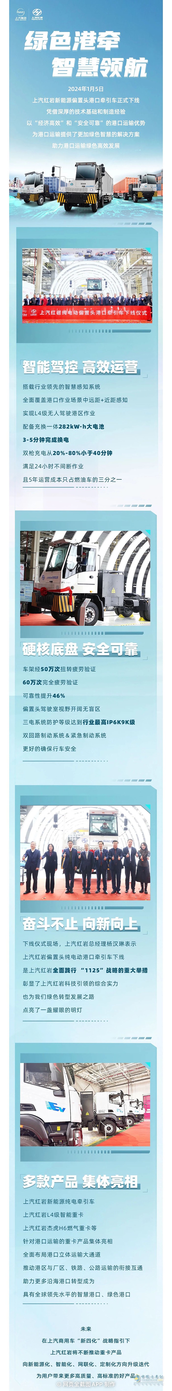 绿色港牵智慧领航，上汽红岩新能源偏置头港口牵引车正式下线!