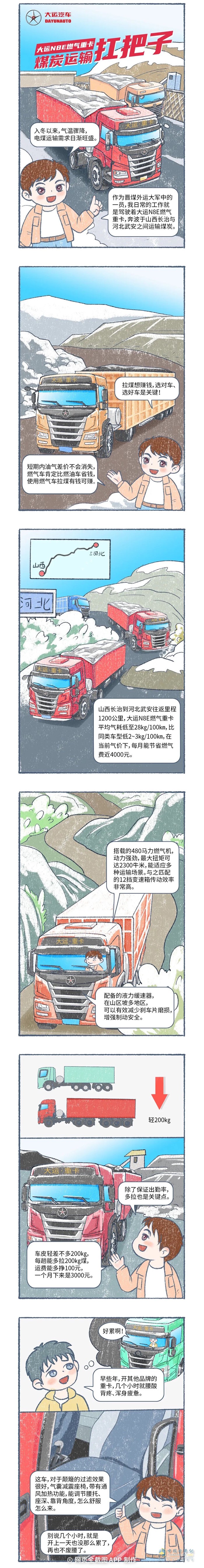 漫画重卡：大运N8E燃气重卡-煤炭运输扛把子