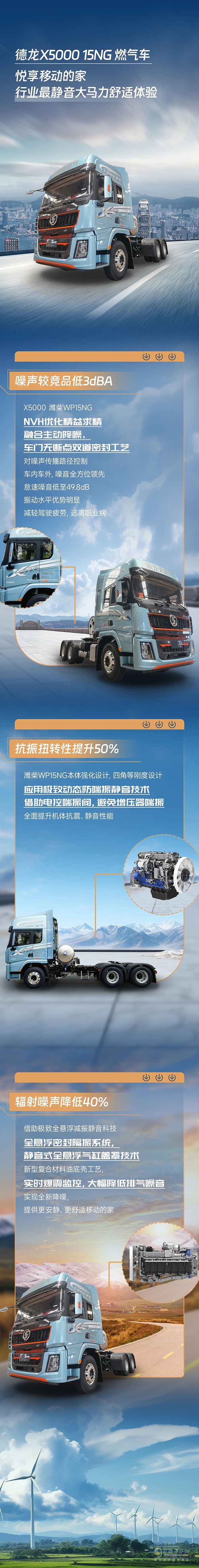 陕汽德龙X5000 15NG燃气车极致动力静音