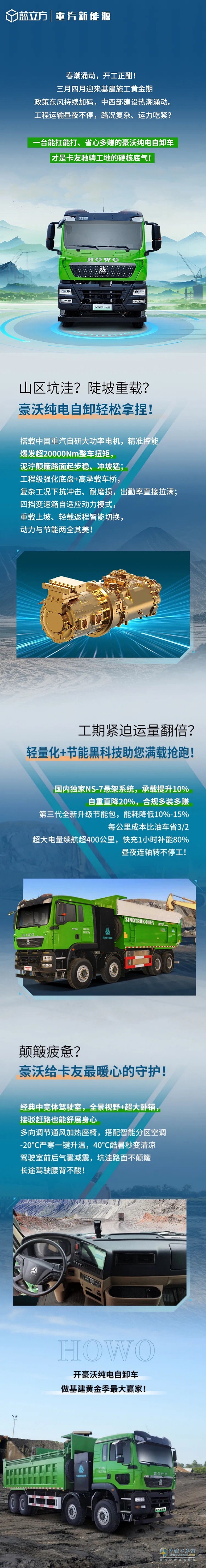 中国重汽豪沃纯电自卸车助您抢跑基建黄金季!