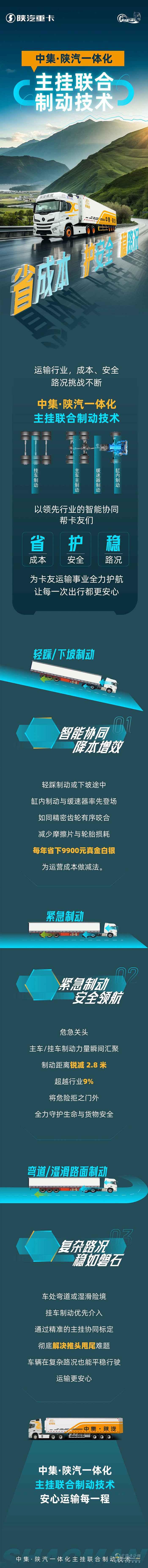 中集·陕汽一体化主挂联合制动技术，省成本、护安全、稳路况！