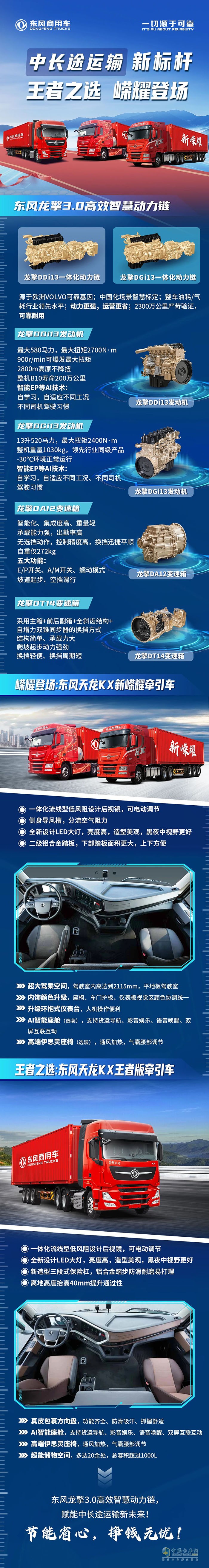 龙擎3.0高效智慧动力链，赋能中长途运输新未来！