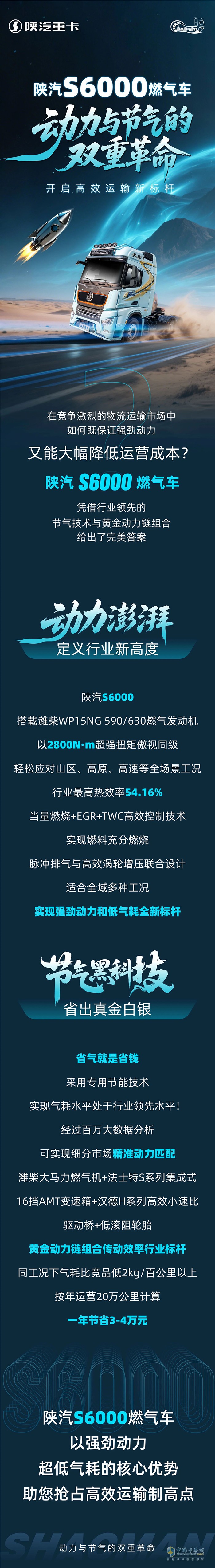 陕汽S6000燃气车，动力与节气的双重革命，开启高效运输新标杆！