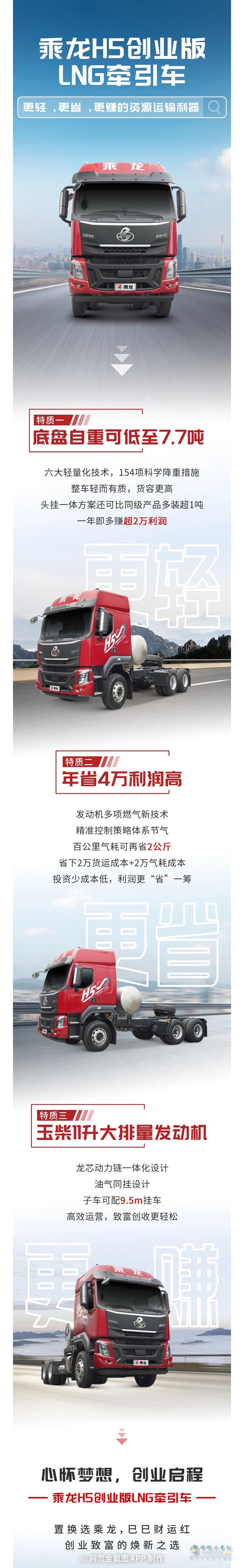 年省4万利润高，乘龙H5创业版LNG牵引车的创业特质是……