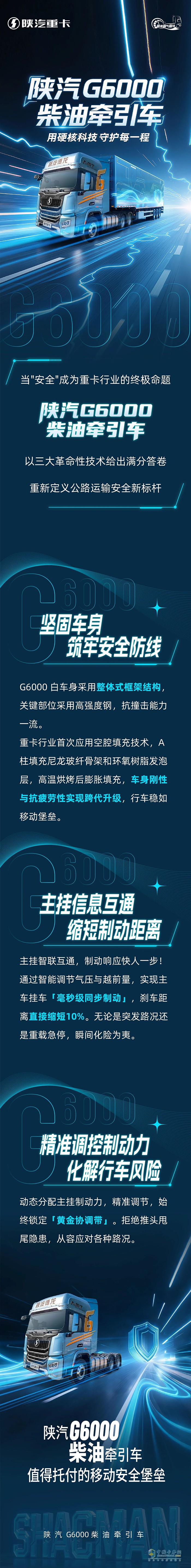 重卡安全新高度！陕汽G6000柴油牵引车，用硬核科技守护每一程！