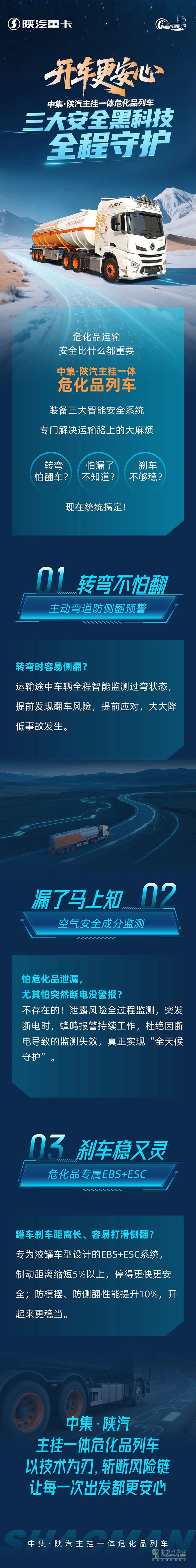 开车更安心！中集·陕汽主挂一体危化品列车，三大安全黑科技，全程守护！