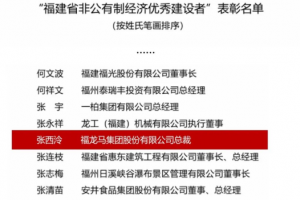 福龙马集团总裁张西泠荣获“福建省非公有制经济优秀建设者”称号