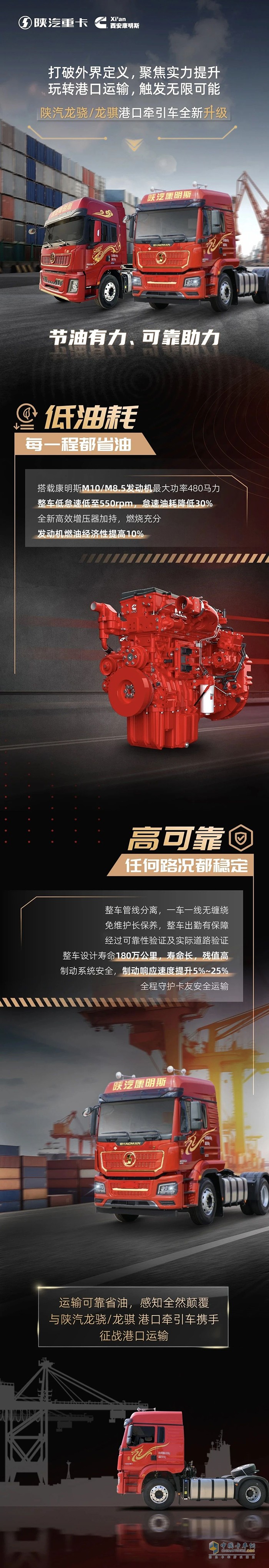陕汽龙骁/龙骐港口牵引车全新升级，节油有力，可靠助力
