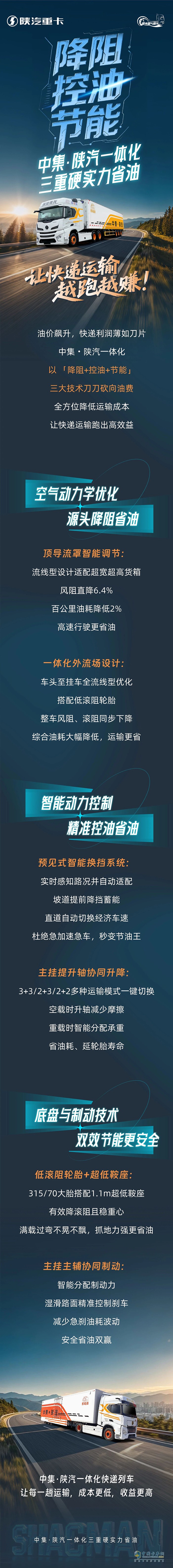 中集·陕汽一体化三重硬实力省油，让快递运输越跑越赚！