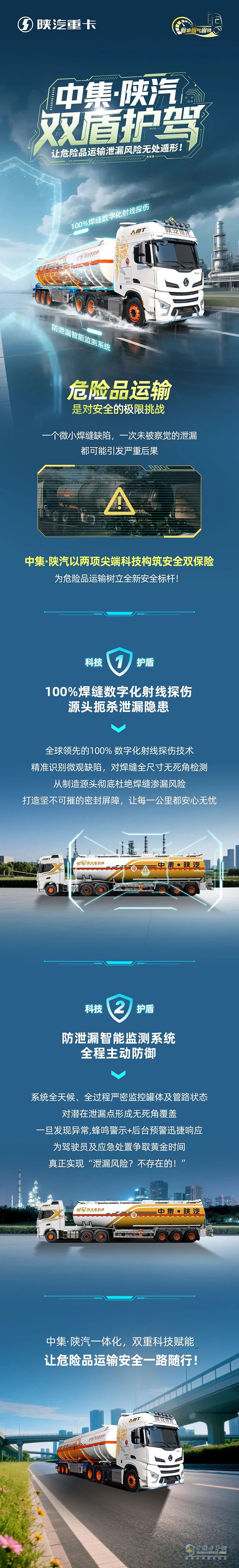 中集·陕汽双盾护驾，让危险品运输泄漏风险无处遁形！