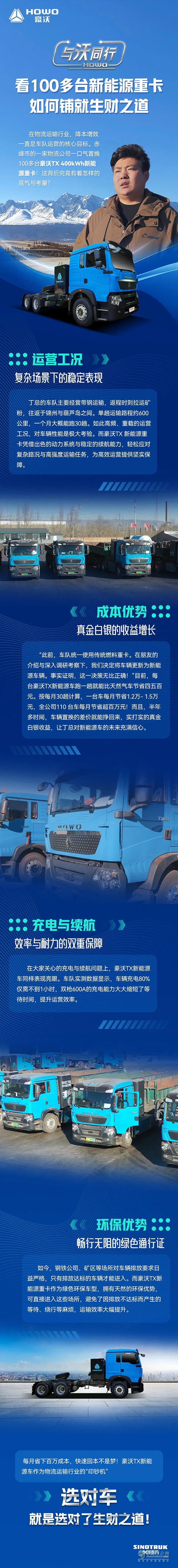 看100多台豪沃新能源重卡如何铺就生财之道！