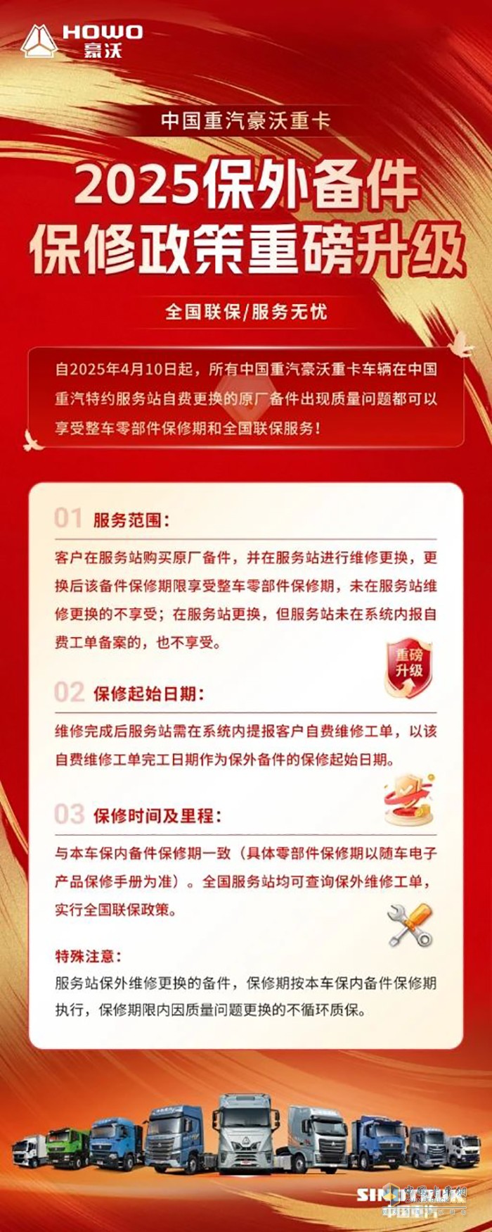 重要通知！豪沃重卡2025保外备件保修政策重磅升级