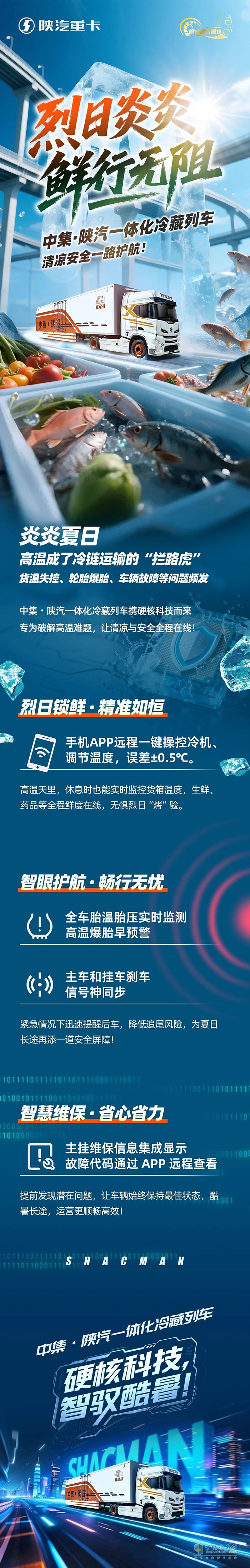\中集·陕汽一体化冷藏列车，清凉安全一路护航!