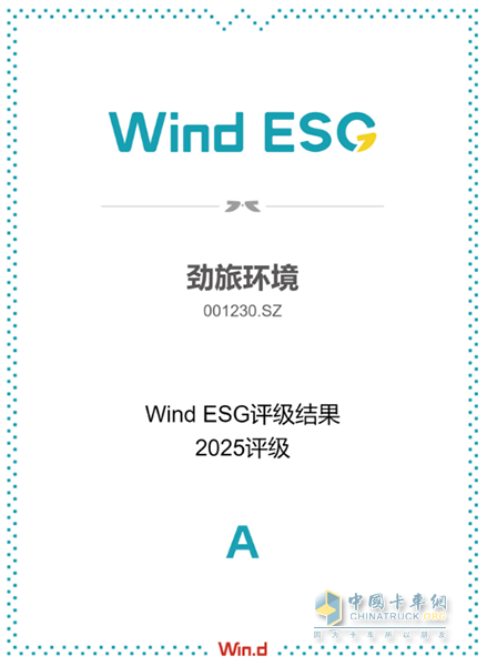 劲旅环境Wind ESG评级跃升至A级，彰显可持续发展硬实力