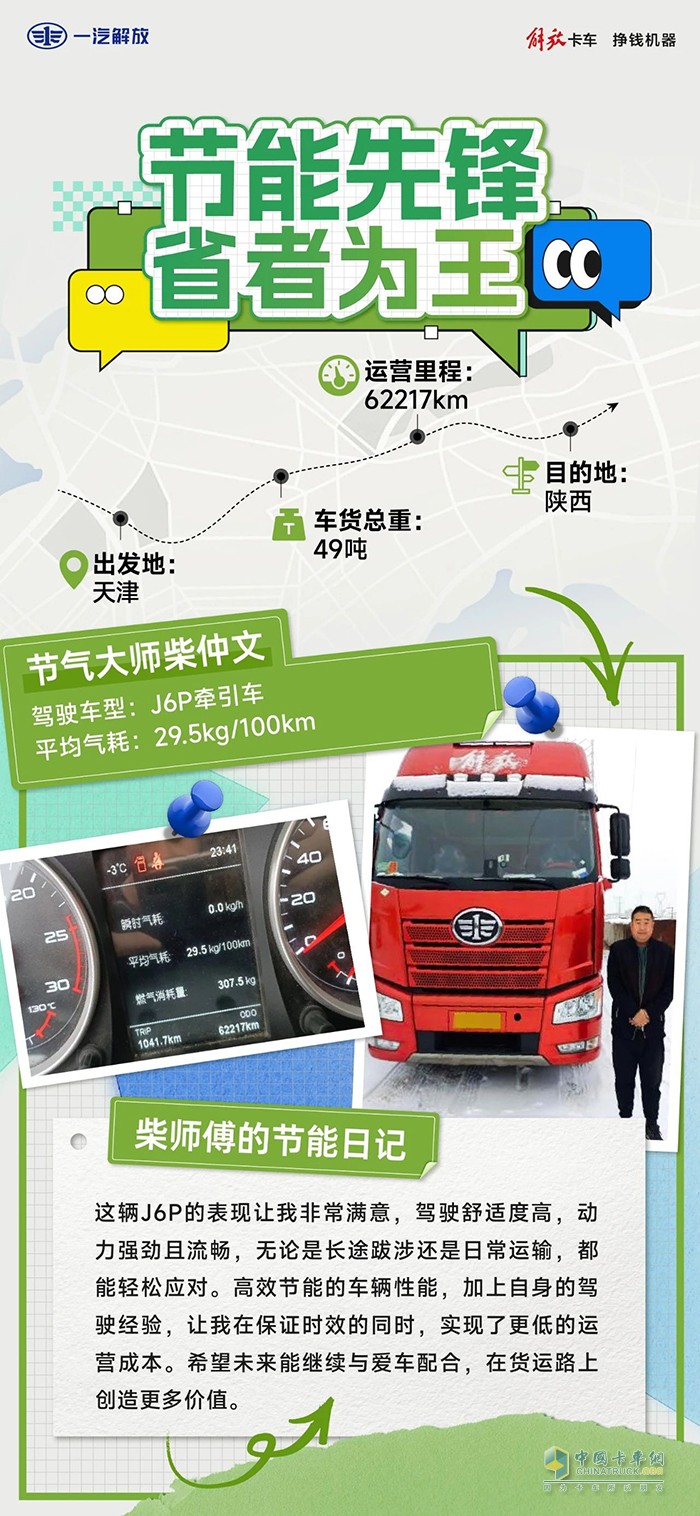 选择解放J6P燃气牵引，等于找到了节气捷径