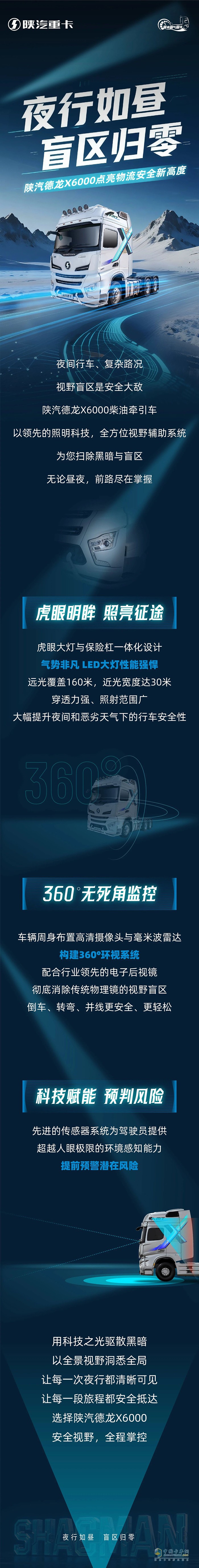 夜行如昼，盲区归零！陕汽德龙X6000点亮物流安全新高度！