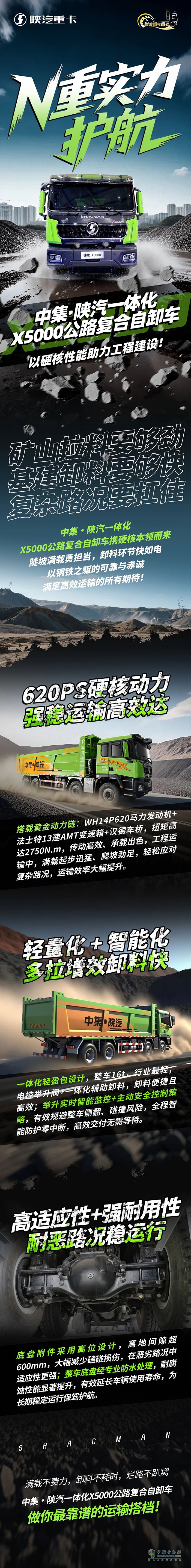 N重实力护航，中集·陕汽一体化X5000公路复合自卸车，以硬核性能助力工程建设！