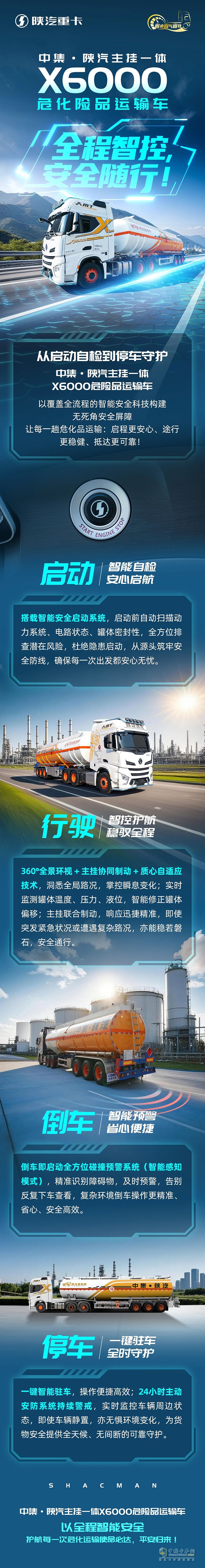 中集·陕汽主挂一体X6000危化险品运输车，全程智控，安全随行！