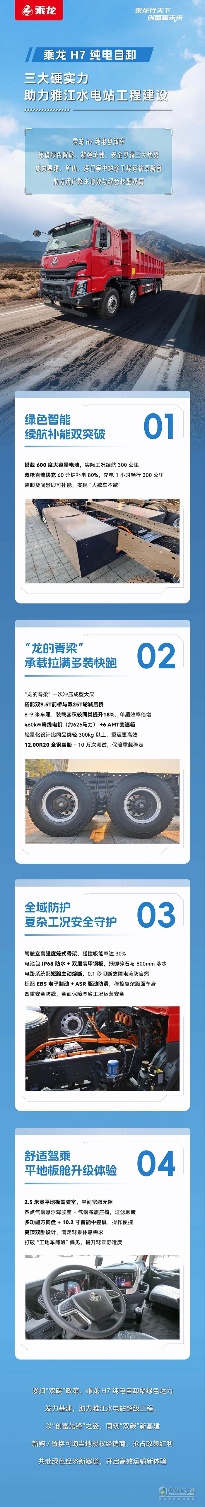 乘龙H7纯电自卸，三大硬实力助力雅江水电站工程建设！