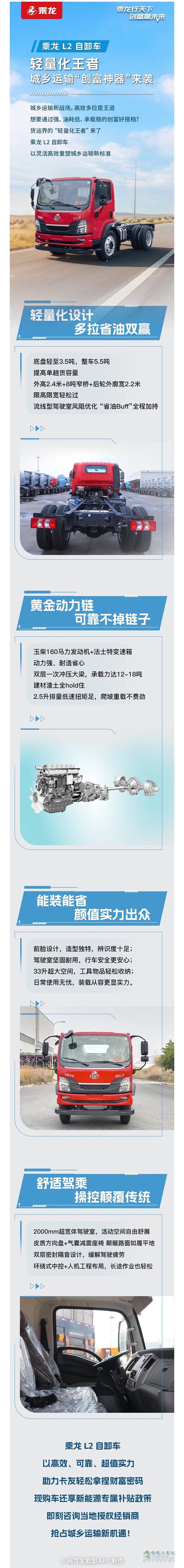 乘龙L2自卸车，轻量化王者，城乡运输“创富神器”来袭！