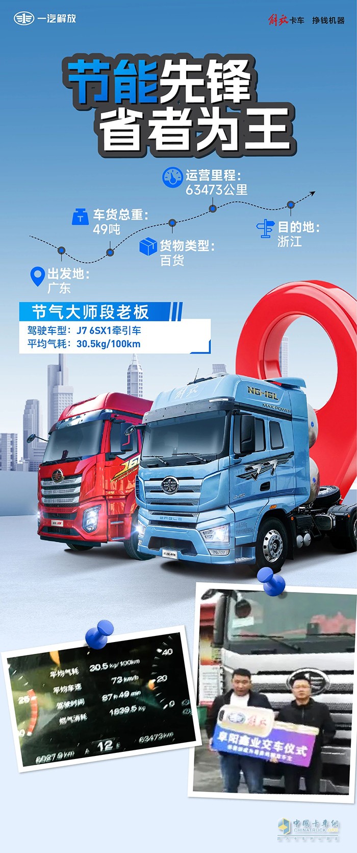 30.5kg气耗跑全国！段老板的解放J7燃气车省出真金白银