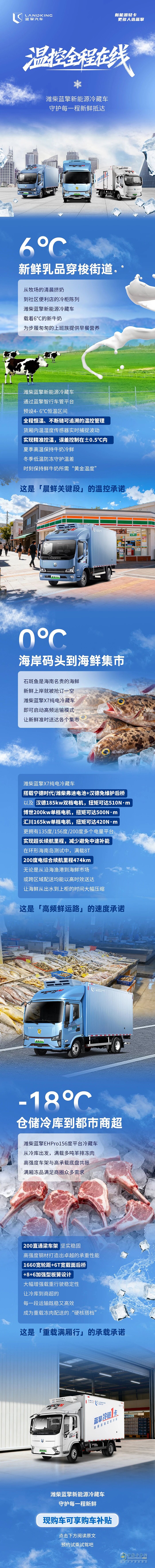 冷链多场景hold住，有潍柴蓝擎新能源冷藏车鲜度始终在！ ​