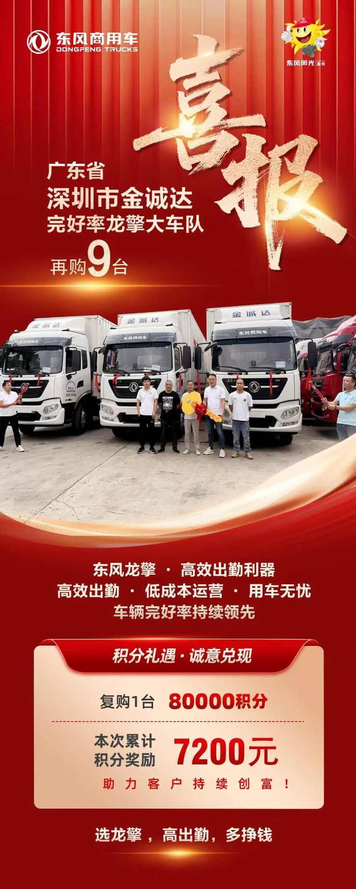 再购9台！金城达携手东风龙擎，把“低成本运营”跑成常态！