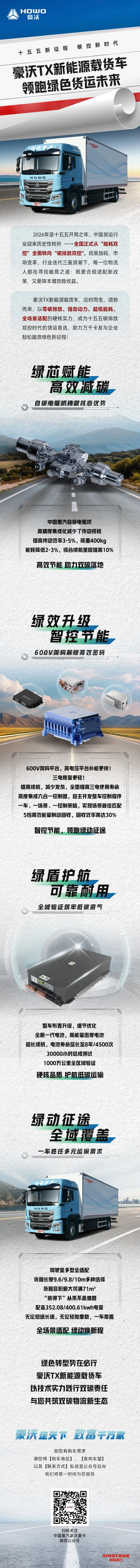 十五五新征程，碳控新时代 豪沃TX新能源载货车，领跑绿色货运未来