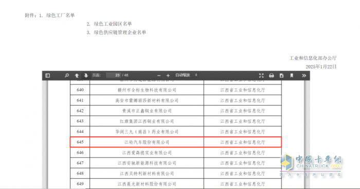 喜报！江铃股份获评国家级绿色工厂
