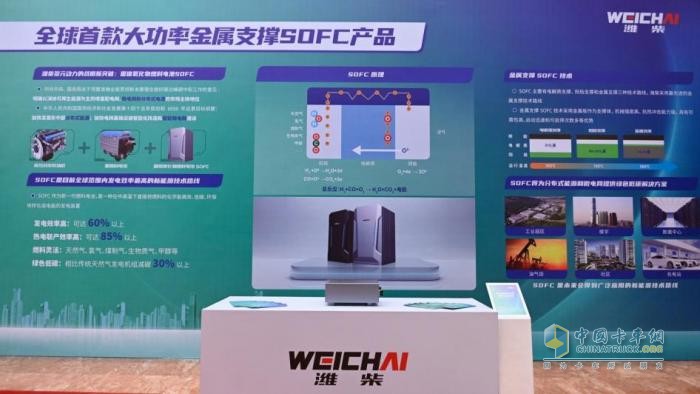 2023年2月18日，潍柴发布全球首款大功率金属支撑商业化SOFC(固体氧化物燃料电池)产品。值得一提的是，该产品的热电联产效率高达92.55%，创下了大功率SOFC热电联产系统效率全球最高纪录。